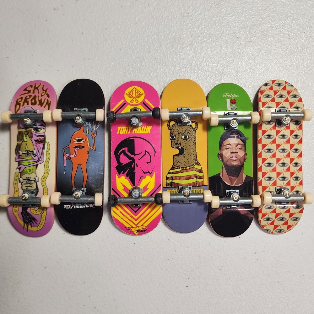 Tech Deck Hot Wheels Skate Fingerboard Lot of 6 Tony Hawk Toy Machine Sky Brown